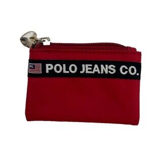 Vintage Polo Jeans Small Purse Coin Pouch Keychain Red Ralph Lauren RL